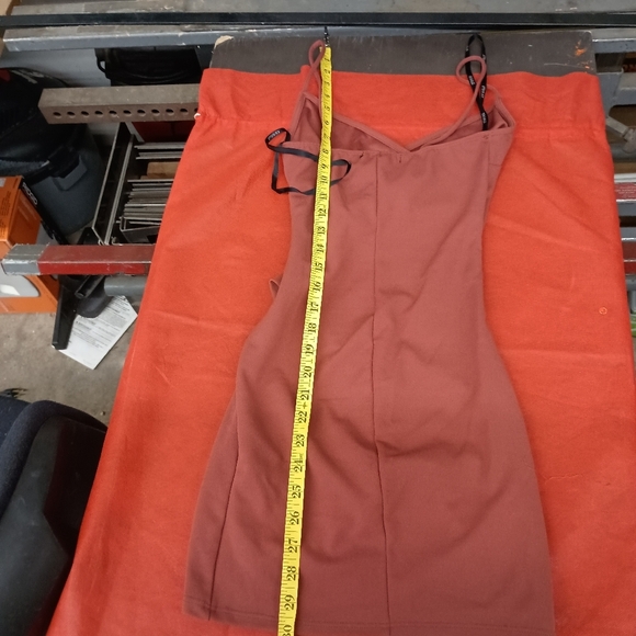 Rust Orange Draped Mini Dress - Picture 4 of 16